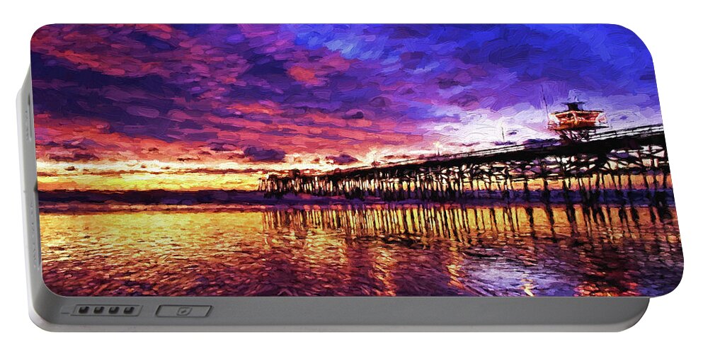 Sunset Portable Battery Charger featuring the painting Sunset On San Clemente, Nbr 1C by Will Barger