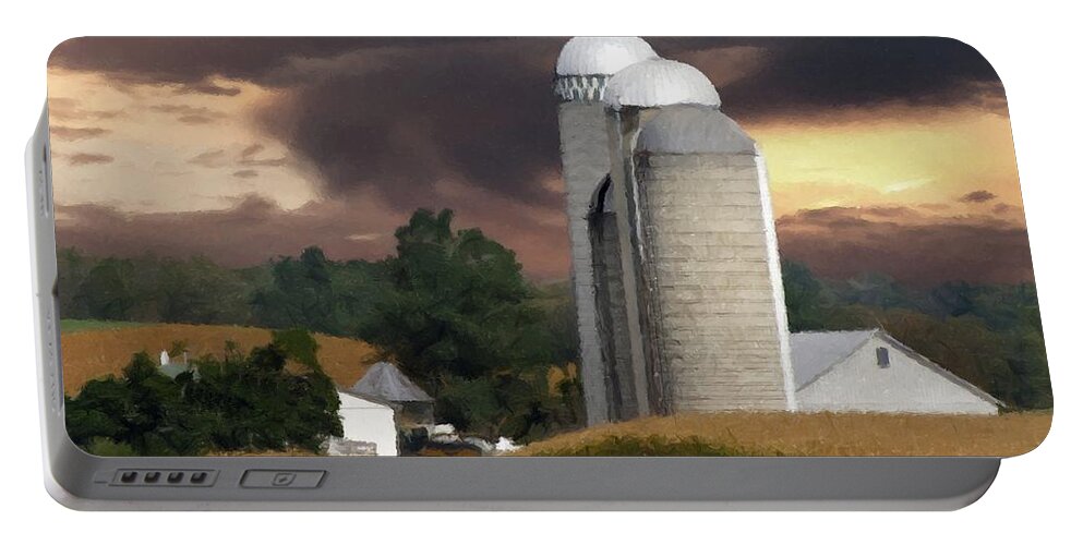 Farm Portable Battery Charger featuring the photograph Sunset On The Farm by David Dehner