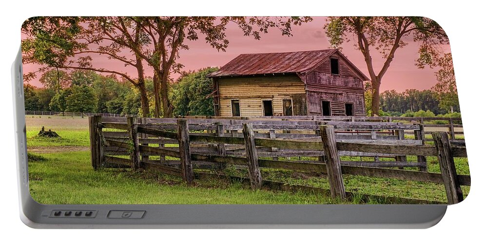 Sunset On The Farm Portable Battery Charger featuring the photograph Sunset on the Farm by Mary Timman