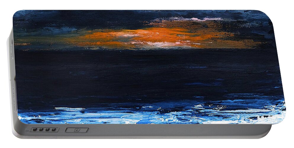 Ocean Portable Battery Charger featuring the painting Sunset On The Horizon by Dick Bourgault