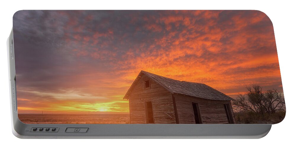 Abandoned Buildings Portable Battery Charger featuring the photograph Sunset on the Prairie by Darren White