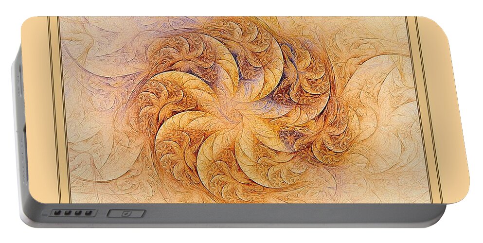 Flower Portable Battery Charger featuring the digital art Sunset Orchids w Border by Doug Morgan