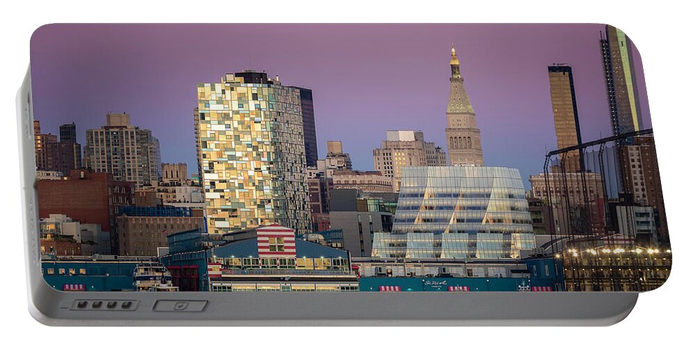 Chelsea Piers Portable Battery Charger featuring the photograph Sunset over Chelsea by Eduard Moldoveanu
