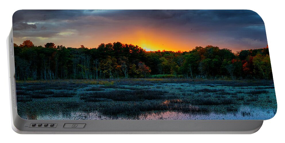 Sunset Portable Battery Charger featuring the photograph Sunset over Ipswich River by Lilia D