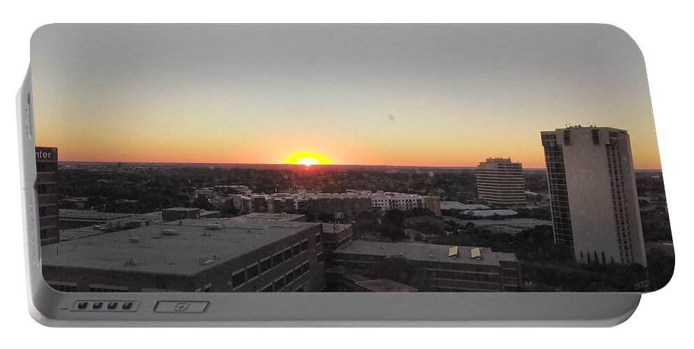 Sunset Portable Battery Charger featuring the photograph sunset over San Antonio by Kari Myres