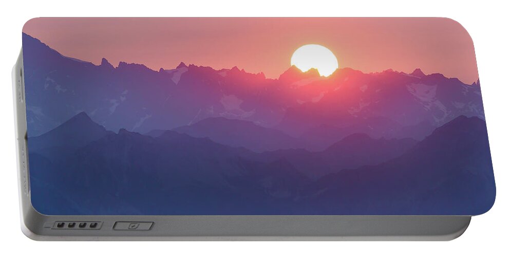 Sunset Portable Battery Charger featuring the photograph Sunset over the Alps by Paul MAURICE