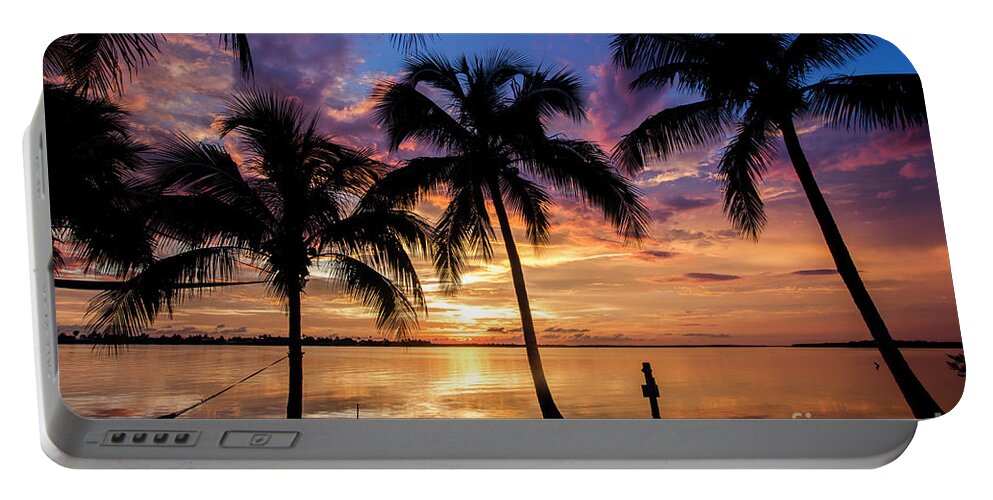 Florida Sunset Portable Battery Charger featuring the photograph Sunset Palms by Jon Neidert