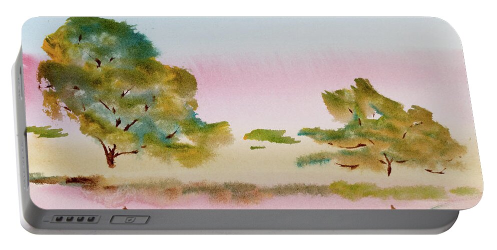 Afternoon Portable Battery Charger featuring the painting Reflections at Sunrise by Dorothy Darden