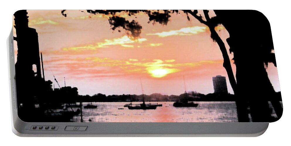 Art Portable Battery Charger featuring the digital art Sunset Silhouette by Karen Francis