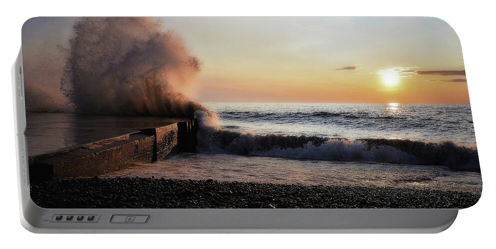 Sunset Portable Battery Charger featuring the photograph Sunset Surf by Karl Anderson