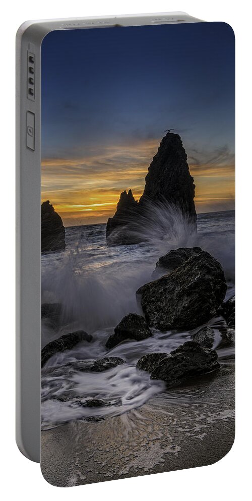 Marin Headlands Portable Battery Charger featuring the photograph Sunset Tide on Rodeo Beach by Rick Berk