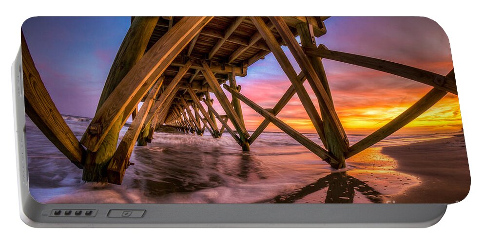 Sunset Portable Battery Charger featuring the photograph Sunset Under the Pier by David Smith