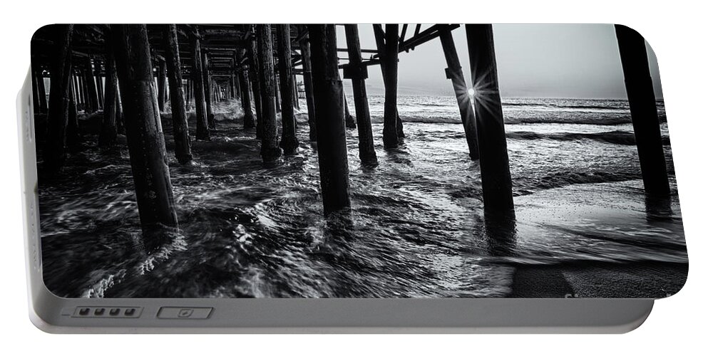 Santa Monica Portable Battery Charger featuring the photograph Sunset Under the Santa Monica Pier by Doug Sturgess