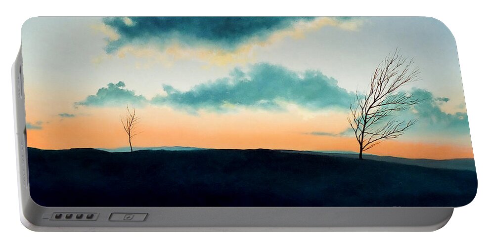 Sunset Portable Battery Charger featuring the painting Sunset upon Tuscarora Mountain by Christopher Shellhammer