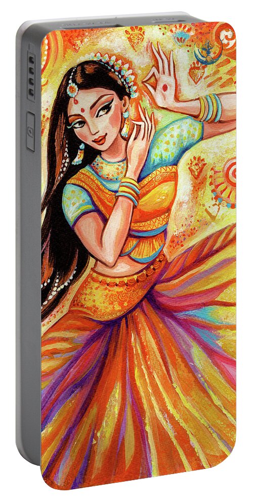 Beautiful Indian Woman Portable Battery Charger featuring the painting Sunshine Dance by Eva Campbell