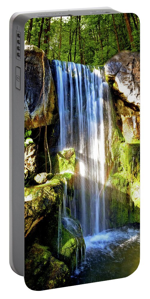 Hawaii Waterfall Portable Battery Charger featuring the photograph Sunshine Falls by Lisa Lambert-Shank