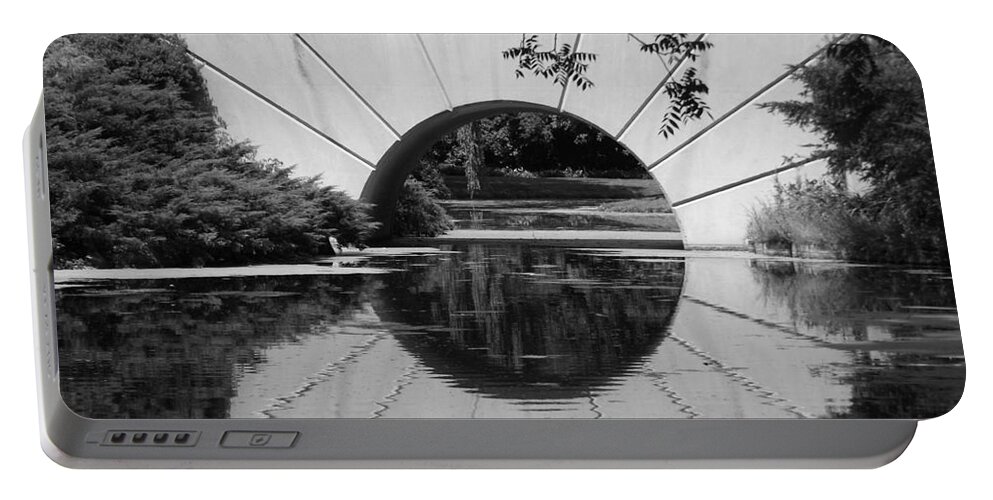 Dow Gardens Portable Battery Charger featuring the photograph Sunshine in Black and White by Erick Schmidt