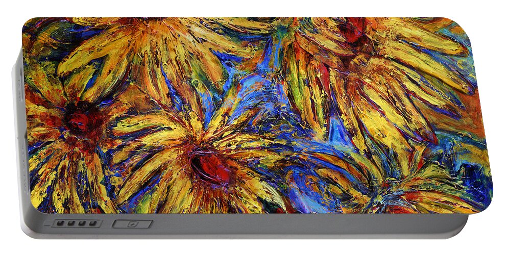 Flowers Portable Battery Charger featuring the painting Sunshine by Jeremy Holton