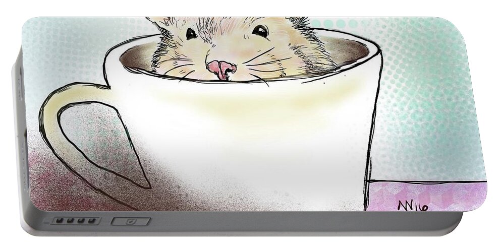 Hamster Portable Battery Charger featuring the digital art Super Cute Hamster by AnneMarie Welsh