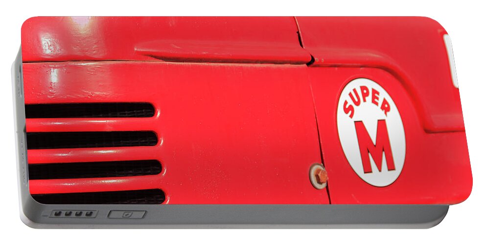 Abbey Portable Battery Charger featuring the photograph Super M Red Tractor by Joni Eskridge