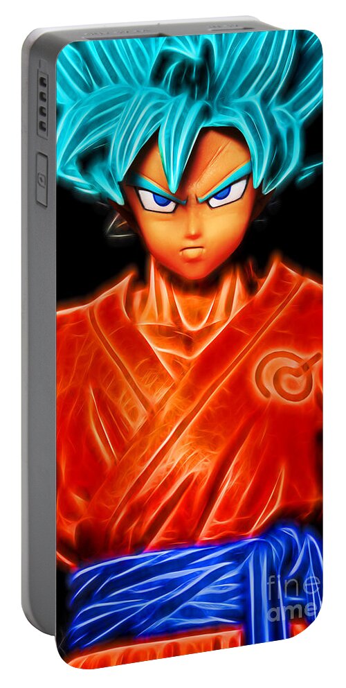 Collectables Portable Battery Charger featuring the digital art Super Saiyan God Goku by Ray Shiu