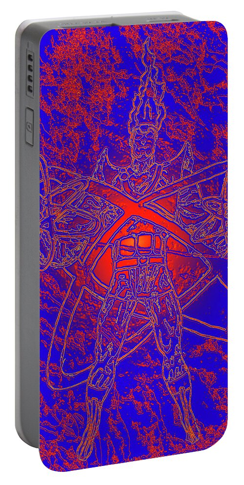 Superhero Portable Battery Charger featuring the mixed media Superhero Sketch Enhanced by Charles Benavidez