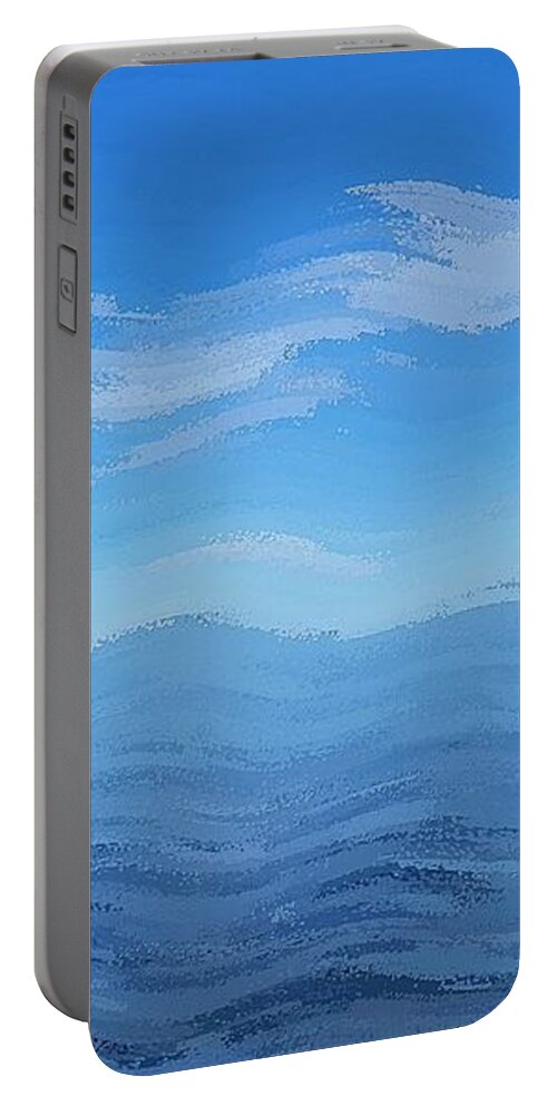 Blue Portable Battery Charger featuring the digital art Superior Shore by David Manlove