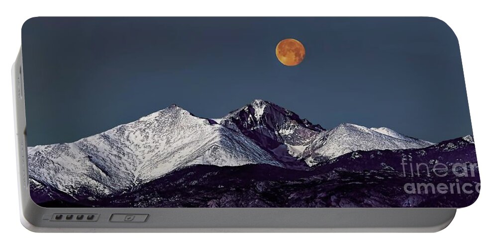 Jon Burch Portable Battery Charger featuring the photograph Supermoon Lunar Eclipse Over Longs Peak by Jon Burch Photography