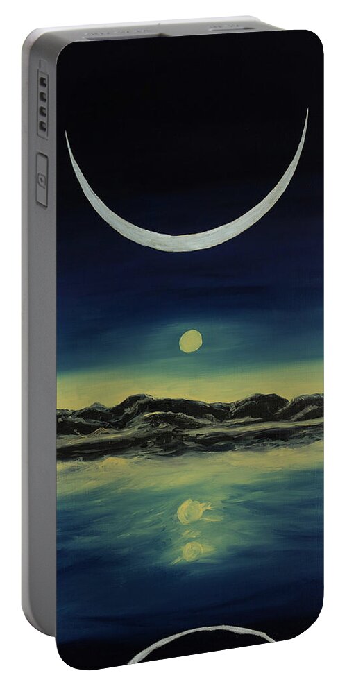 Sky Portable Battery Charger featuring the painting Supernatural Eclipse by Jennifer Walsh