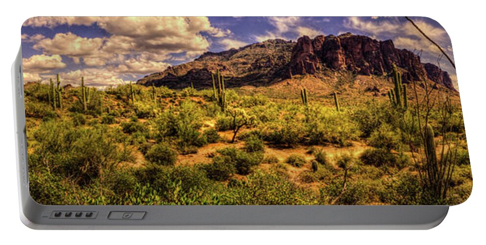 Arizona Portable Battery Charger featuring the photograph Superstition Mountain and Wilderness by Roger Passman