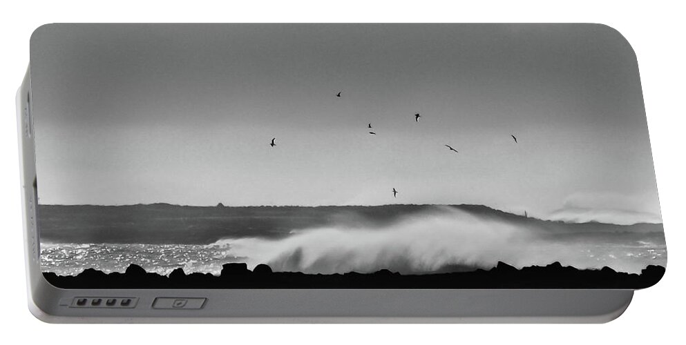 B & W Portable Battery Charger featuring the photograph Surf Birds by Geoff Smith