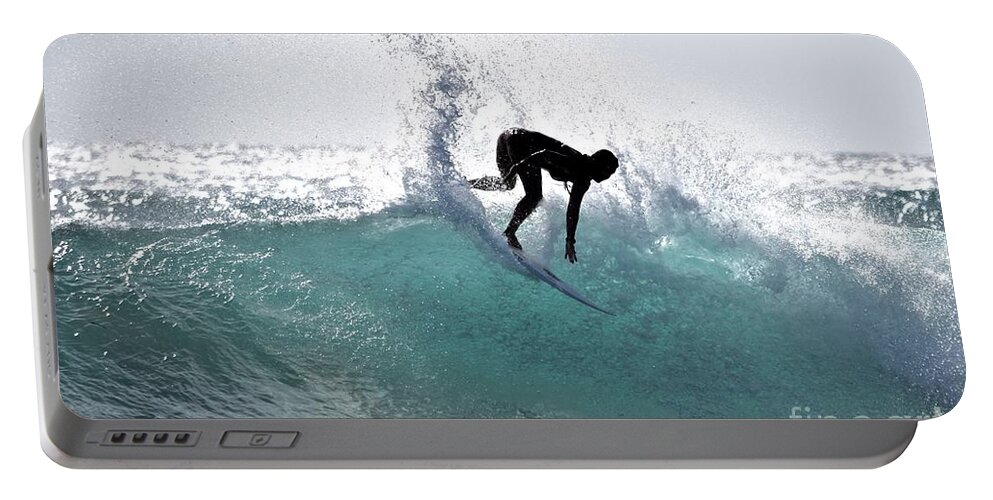 Surfer Portable Battery Charger featuring the photograph Surfer Girl Kekaha Beach by Debra Banks