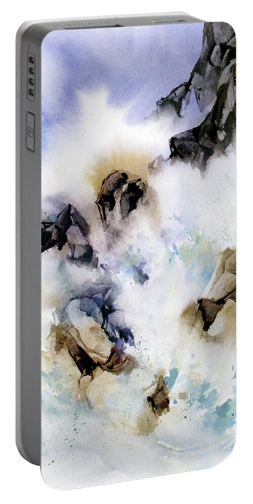 Seascape Portable Battery Charger featuring the painting Surf's Up by Rae Andrews