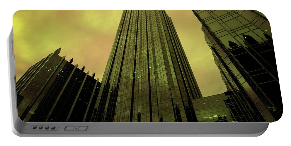 Architectural Portable Battery Charger featuring the photograph Surreal View of PPG Plaza Pittsburgh by Amy Cicconi