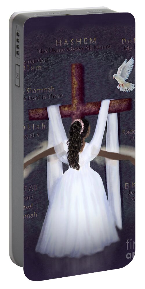 Prophetic Art Portable Battery Charger featuring the digital art Surrender to Jesus by Constance Woods