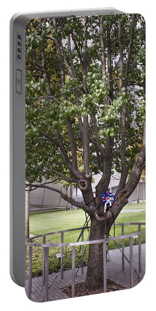 World Trade Center Portable Battery Charger featuring the photograph Survivor Tree by Teresa Mucha