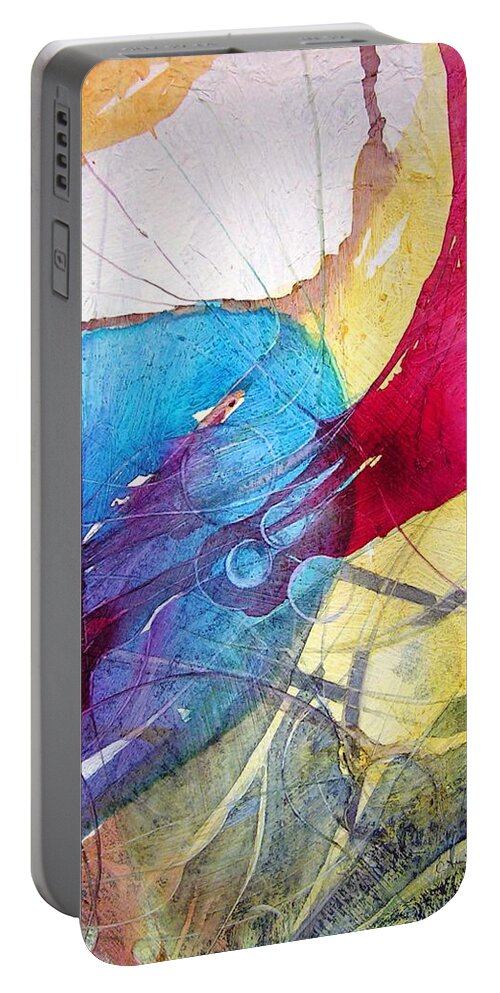 Abstract Portable Battery Charger featuring the painting Sushi on Pluto by Annika Farmer