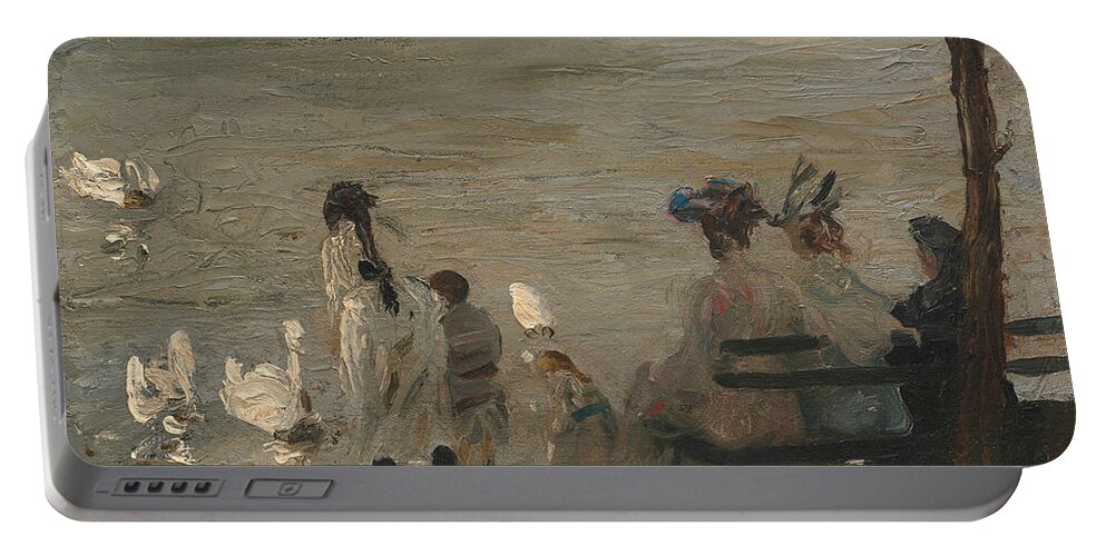 George Bellows Portable Battery Charger featuring the painting Swans in Central Park by George Bellows