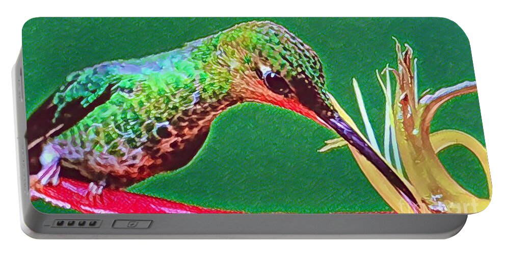 Hummingbird Portable Battery Charger featuring the digital art Sweet Nectar by Denise Railey