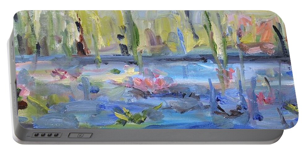 Lily Portable Battery Charger featuring the painting Sweet Solitude by Donna Tuten