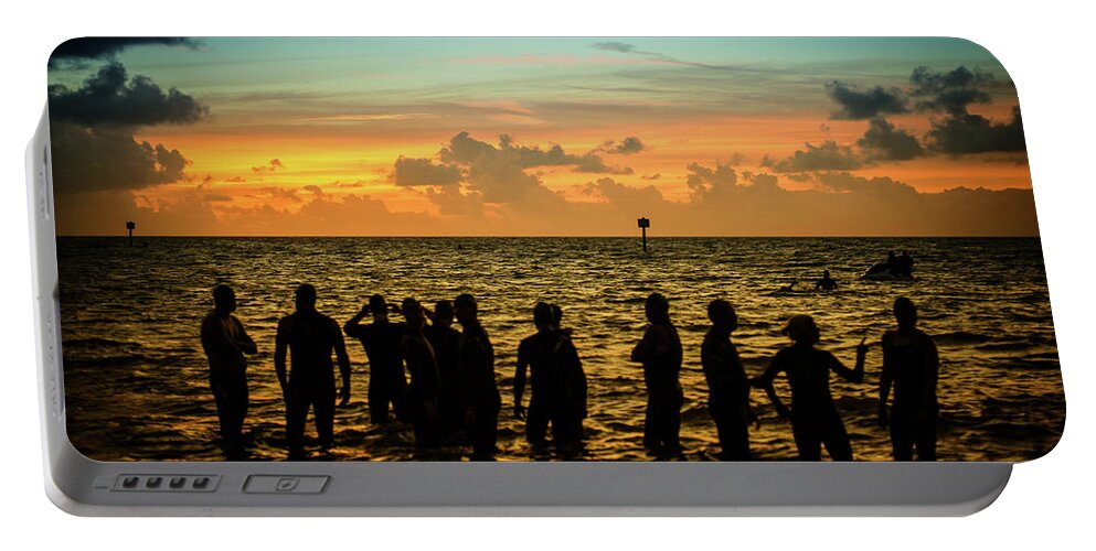 Landscape Portable Battery Charger featuring the photograph Swimmers Sunrise by Joe Shrader