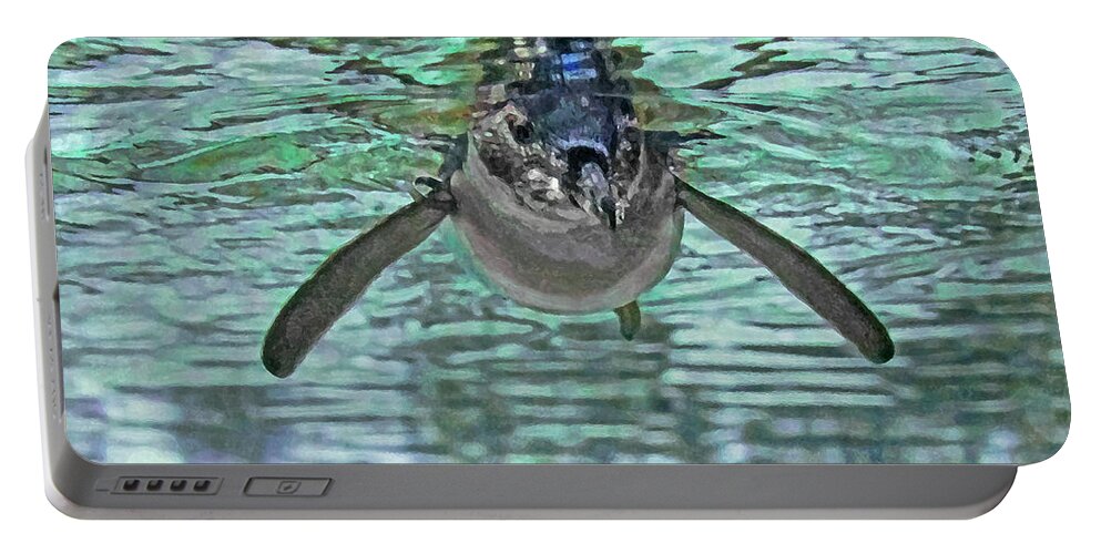 Little Penguins Portable Battery Charger featuring the photograph Swimming Is Fun For Australian Little Penguin by Miroslava Jurcik