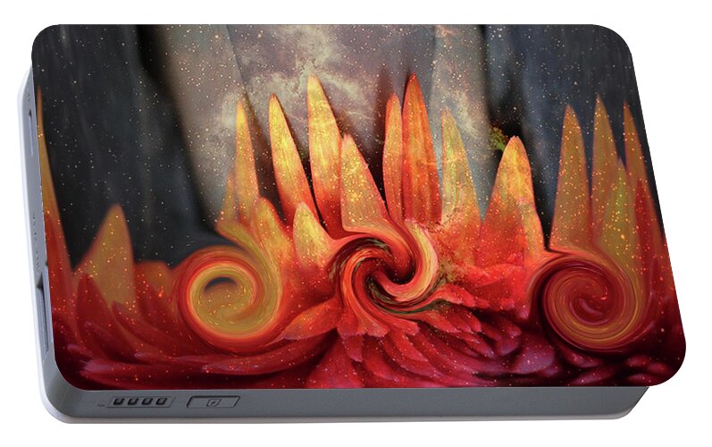 Swirling World In Space Portable Battery Charger featuring the digital art Swirling World in Space by Linda Sannuti