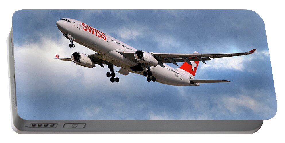 Swiss Portable Battery Charger featuring the photograph Swiss Airbus A330-343 by Smart Aviation