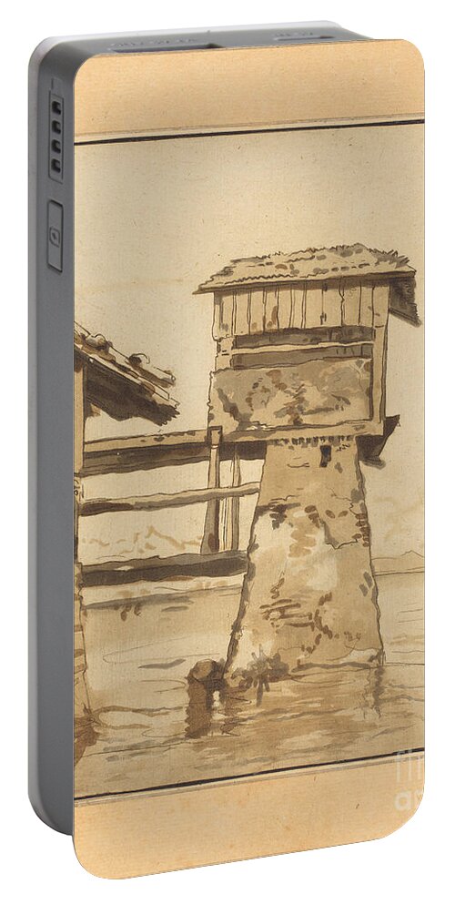  Portable Battery Charger featuring the drawing Swiss Peasant House by Regina Katharina Quarry After Franz Schutz