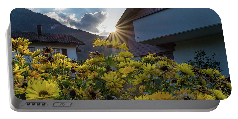 Sun Portable Battery Charger featuring the photograph Swiss Sun Beam by Noam Cohen