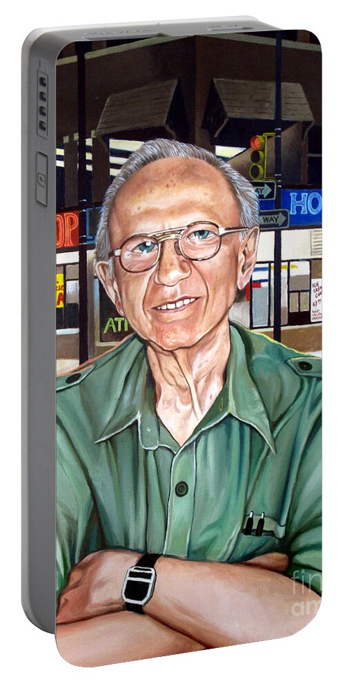 Syd Simon Portable Battery Charger featuring the painting Syd Simon by Christopher Shellhammer