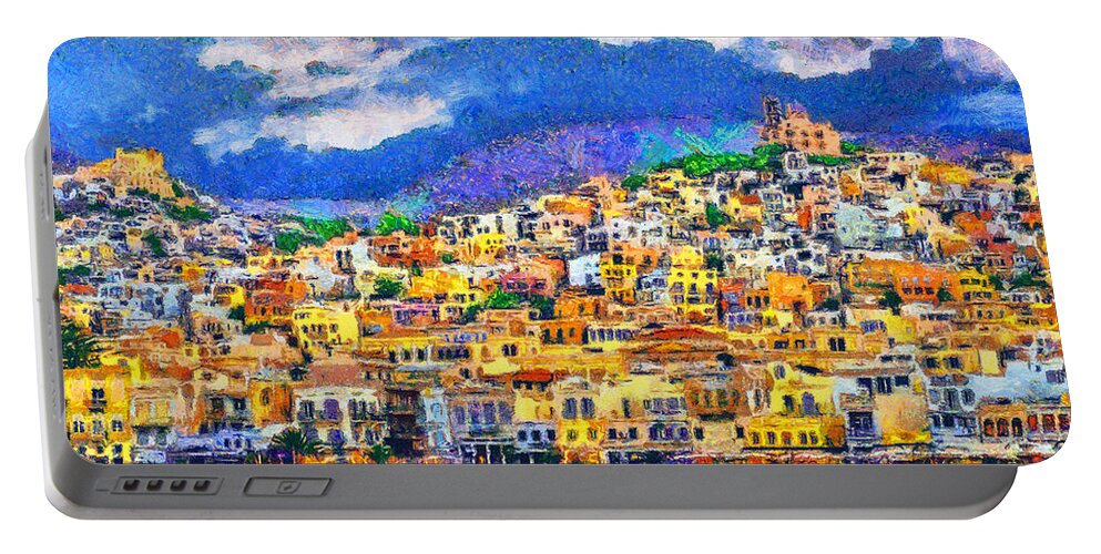 Rossidis Portable Battery Charger featuring the painting Syros by George Rossidis
