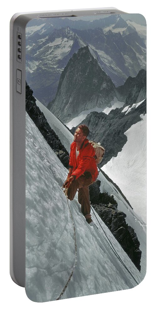 Eric Bjornstad Portable Battery Charger featuring the photograph T-202707 Eric Bjornstad on Howser Peak by Ed Cooper Photography
