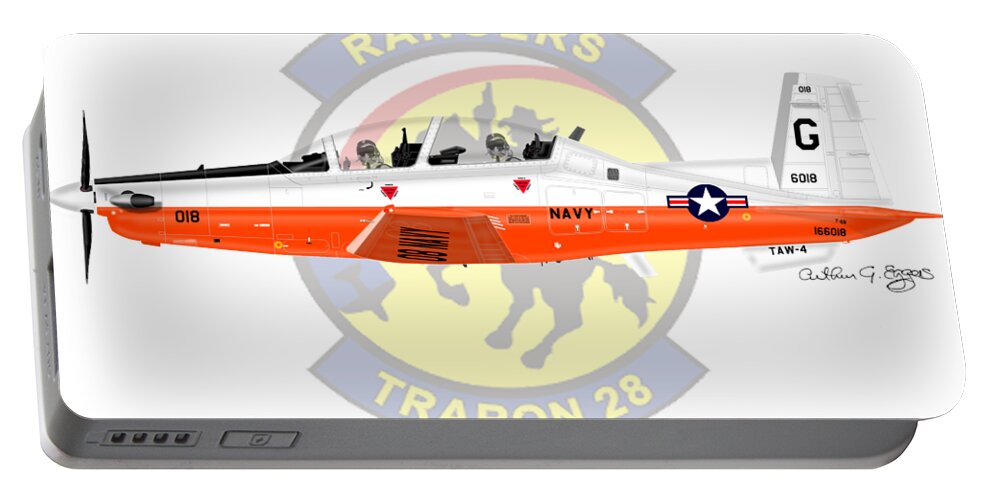 T-6b Portable Battery Charger featuring the digital art T-6B Texan II VT28 by Arthur Eggers
